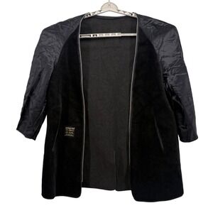 London Fog Black 100 Percent‎ Alpaca Wool Blend Jacket Linear Zipper Broken